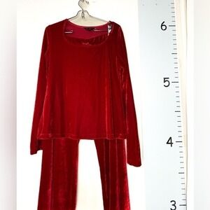 Pajamagram‎ Red Velour 2PC Pajama Set Medium Valentine